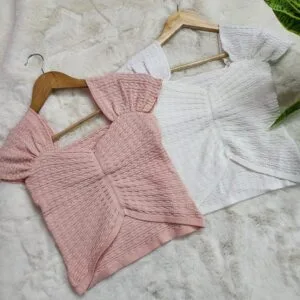 Ribbed Broad Sleeved Top