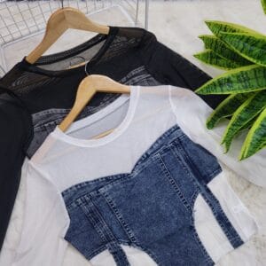 Netted Denim Top