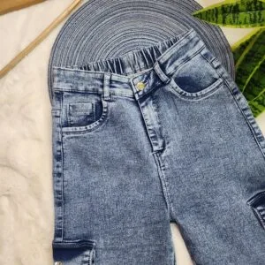 Ice Blue Wide Leg Cargo